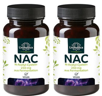 Set - 2x NAC - 250 mg - N-Acétyl-Cystéine de Fermentation Naturelle - 90 gélules - par Unimedica