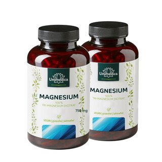Lot de 2: Magnésium 750 mg - 2 x 180 gélules - Unimedica