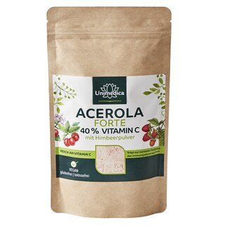 Acerola forte, 40 % de vitamine C avec de la poudre de framboise - 200 g - par Unimedica