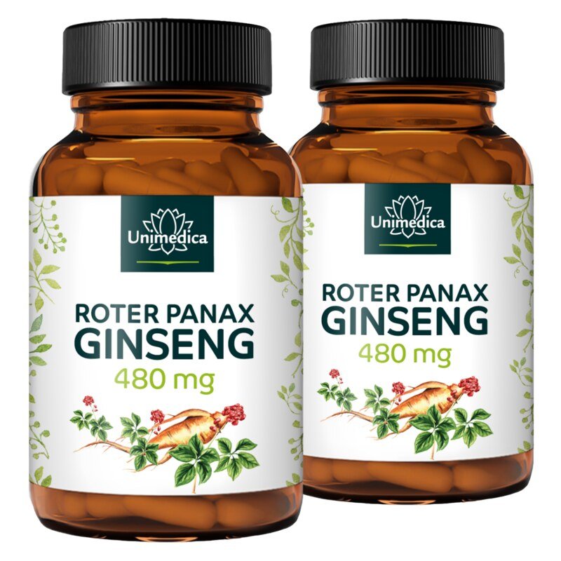 Lot de 2: Extrait de Panax ginseng rouge Ginseng coréen C. A. Meyer  2 x 100 gélules  par Unimedica
