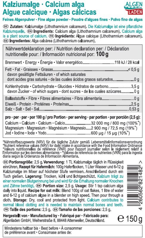 Kalziumalge Pulver - Algenladen - 150 g