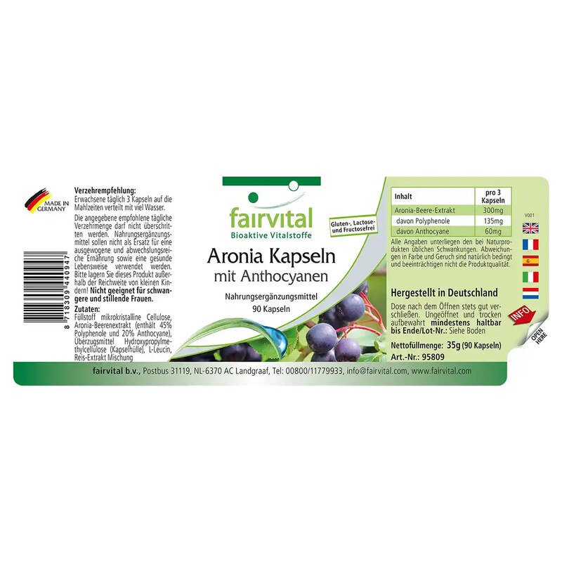Aronia Kapseln mit Anthocyanen - 90 Kapseln