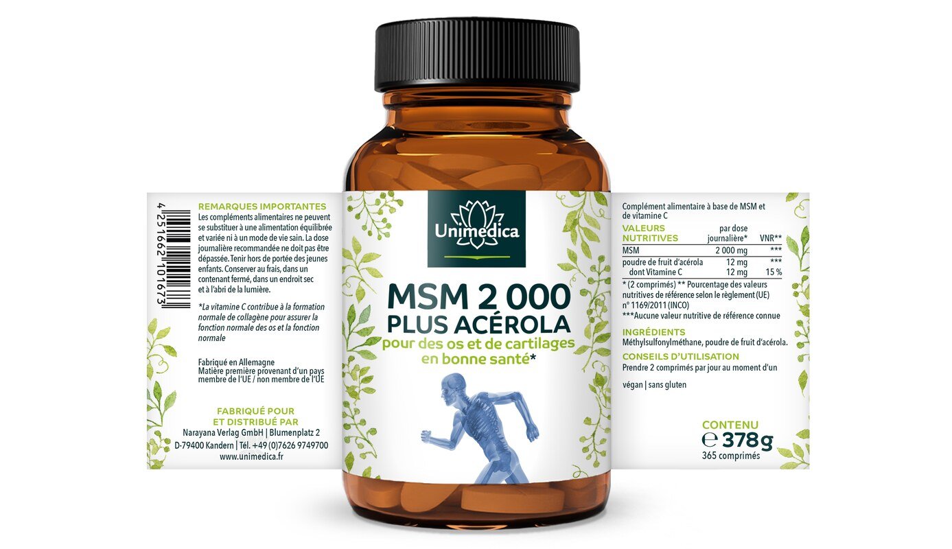 MSM 2000 plus acerola - 365 comprimés - Unimedica