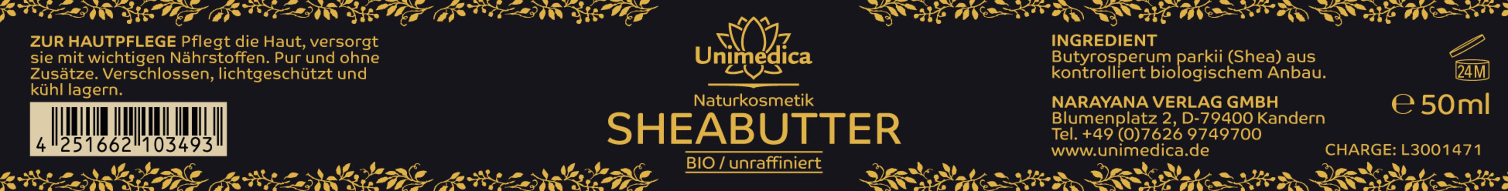 Lot de 2: Beurre de karité BIO  non raffiné  2 x 50 ml - par Unimedica