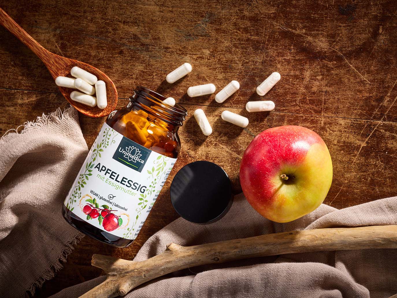 Vinaigre de cidre avec la mère de vinaigre - 1 140 mg de poudre de vinaigre de cidre par dose quotidienne (2 gélules) - 120 gélules - de Unimedica