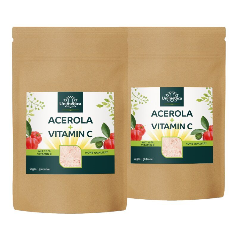 Lot de 2: Vitamine C naturelle Acerola Plus  25 % de vitamine C - 2 x 200 g - par Unimedica