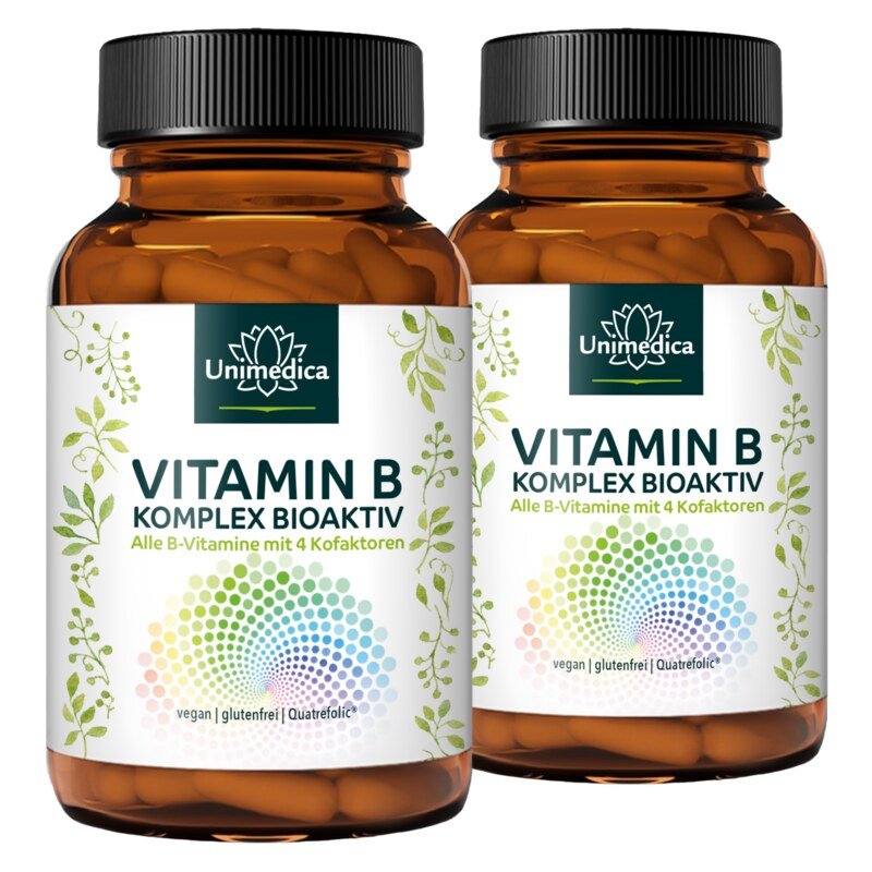 Lot de 2: Complexe vitamine B  bioactif  avec 4 cofacteurs  hautement dosé  2 x 180 gélules  par Unimedica