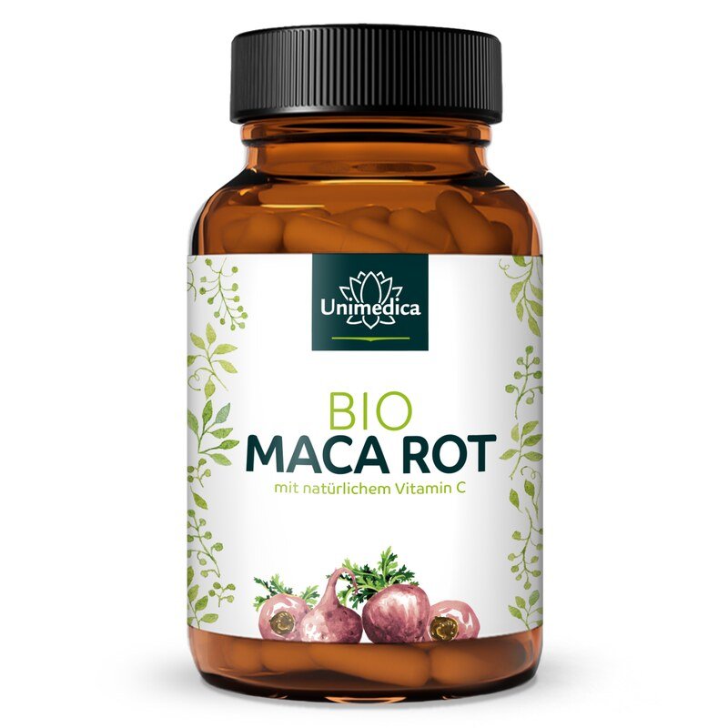 Maca rouge BIO - avec vitamine C de l'acérola bio - 180 gélules - par Unimedica