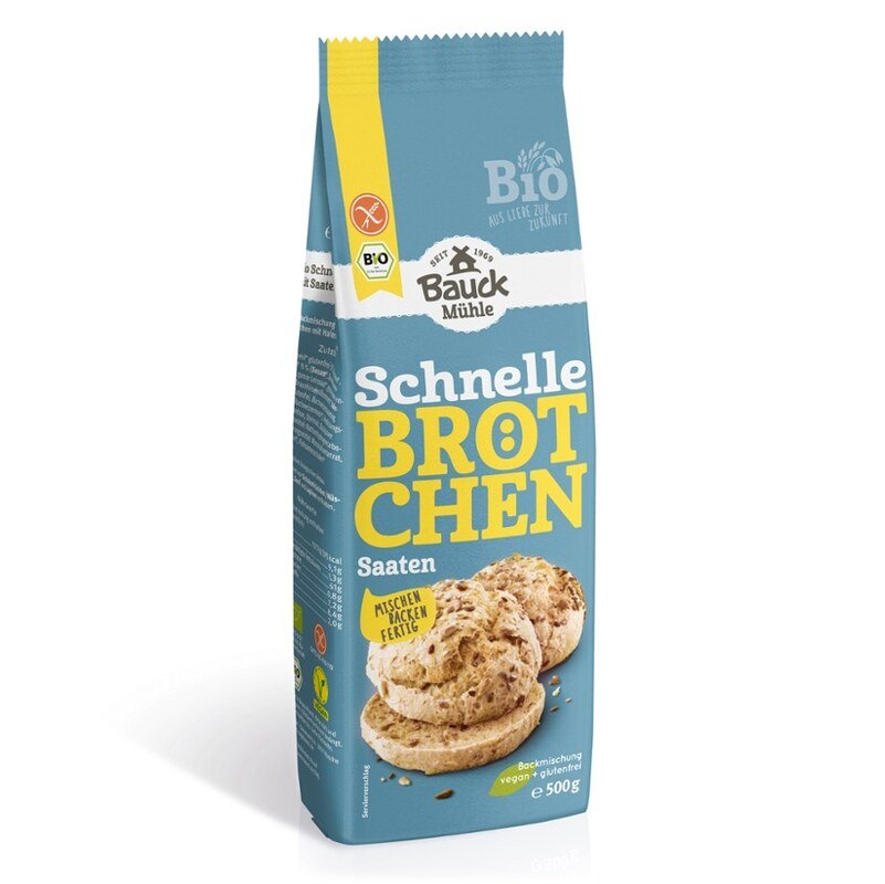 Schnelle Brötchen Saaten Bio Backmischung - Bauckhof - 500 g