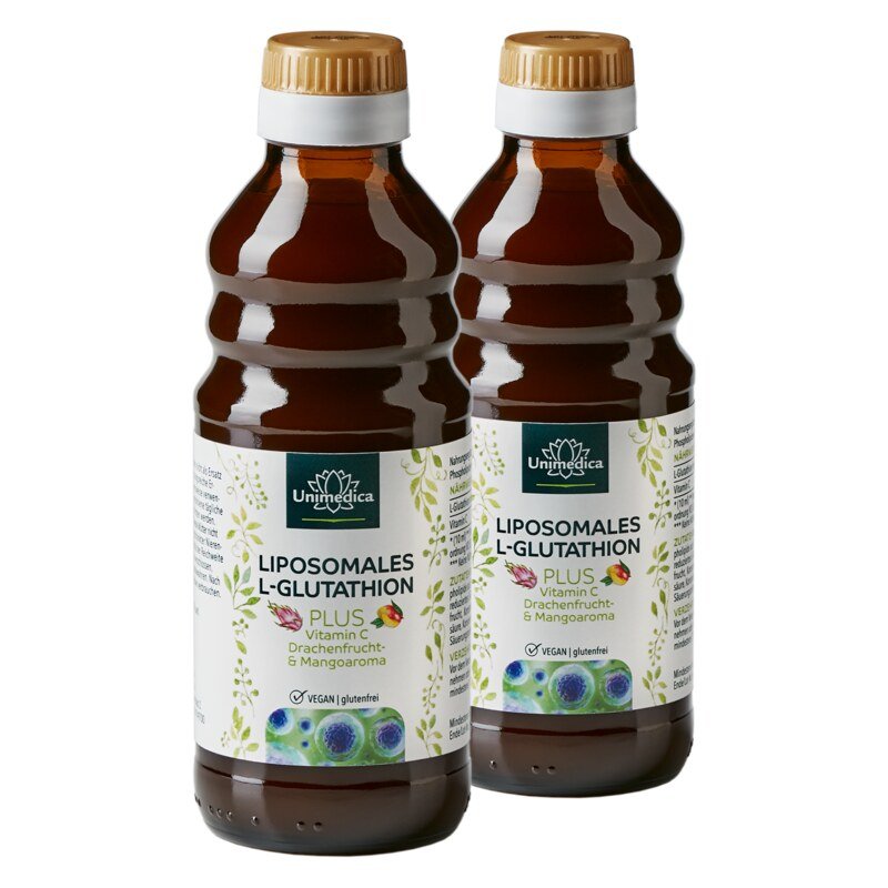 Lot de 2: L-GLUTATHION LIPOSOMAL PLUS Fruit du dragon et mangue  2 x 250 ml - par Unimedica