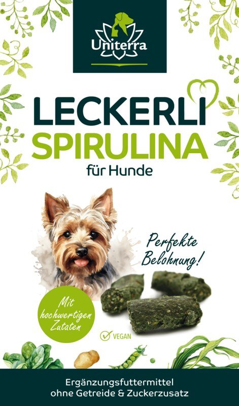 Lot: Friandise spiruline pour chiens  collations naturelles pour chiens avec des algues et des légumes  complément alimentaire - 2 x 150 g - par Uniterra