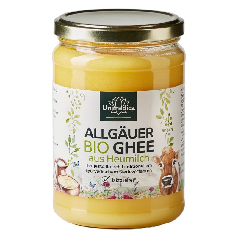 Ghee BIO  lait de foin de l'Allgäu  issu du pâturage et du fourrage à base d'herbe - 500 g - par Unimedica