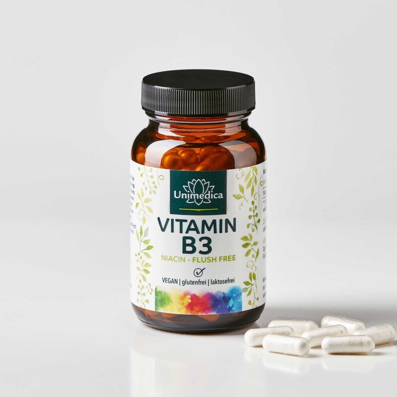 Vitamine B3 niacine « Flush Free » - 500 mg par dose quotidienne (1 capsule) - 90 capsules - par Unimedica
