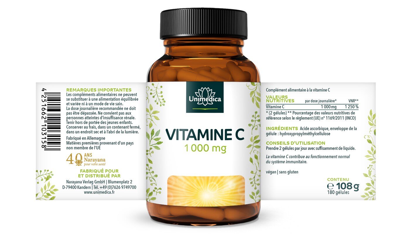 Lot de 2: Gélules de vitamine C - par Unimedica