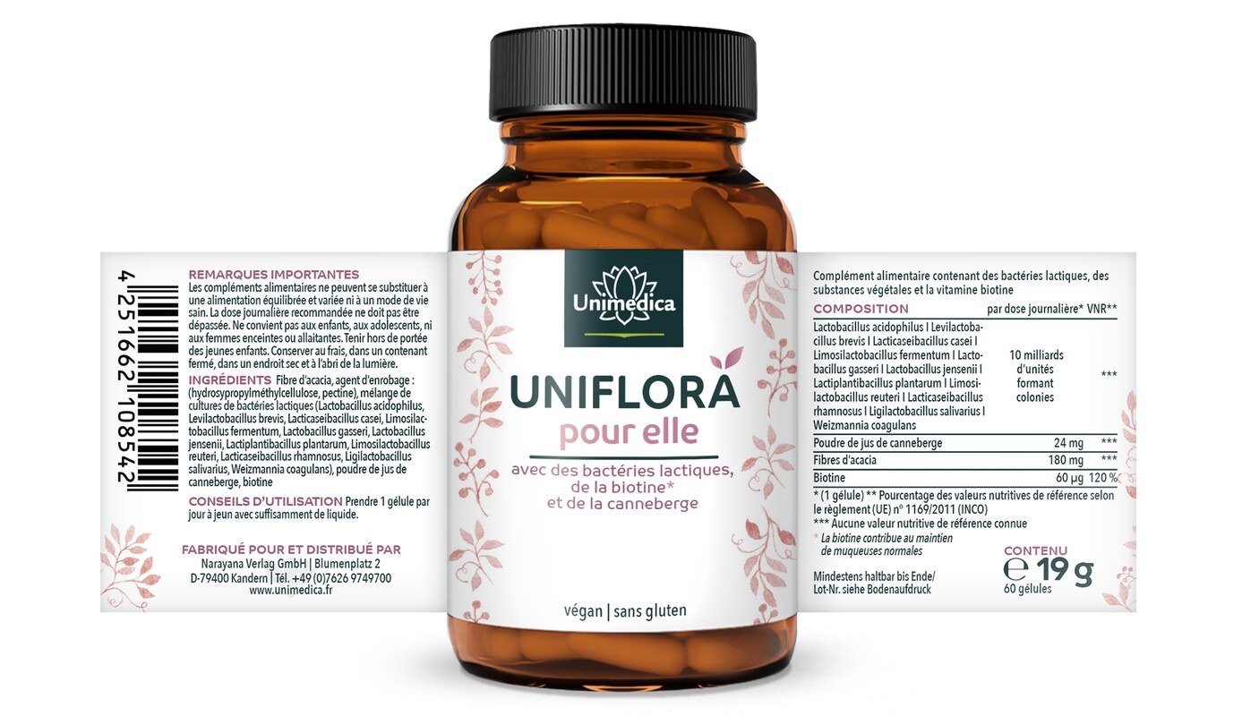 UNIFLORA für Sie - mit Biotin und Milchsäurebakterien - 60 Kapseln  von Unimedica