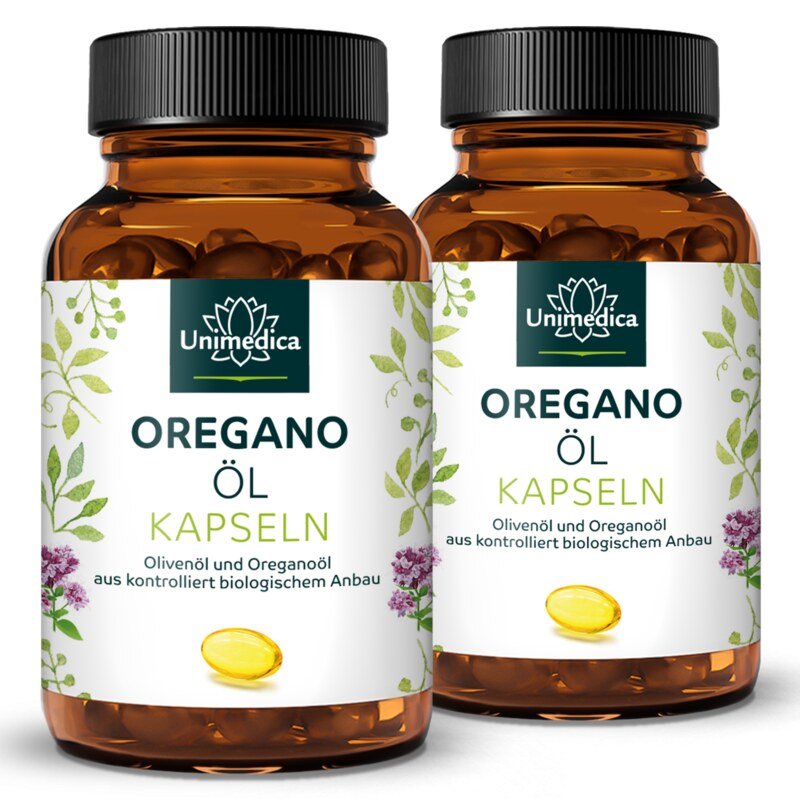 Lot de 2: Huile d'origan à l'huile d'origan bio - 135 mg - 2 x 60 gélules molles - par Unimedica