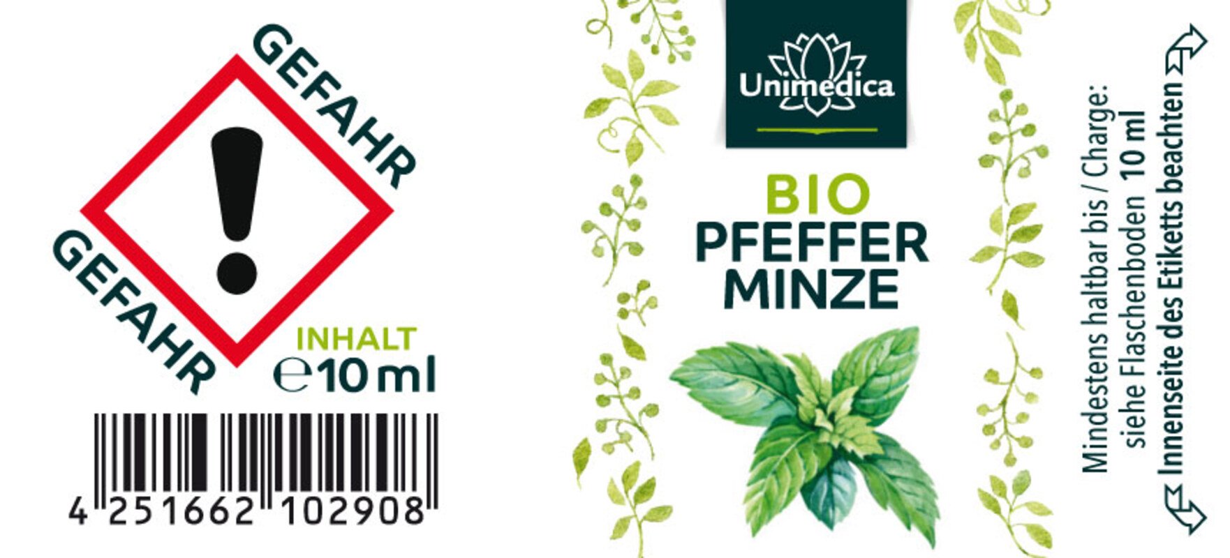 Menthe poivrée BIO - huile essentielle naturelle - 10 ml - par Unimedica