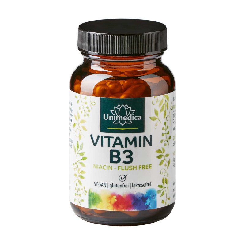 Vitamine B3 niacine « Flush Free » - 500 mg par dose quotidienne (1 capsule) - 90 capsules - par Unimedica