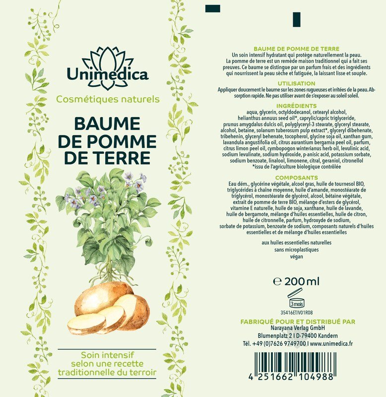 Lot de 2: Baume de pomme de terre  selon une recette paysanne traditionnelle - 2 x 200 ml - par Unimedica