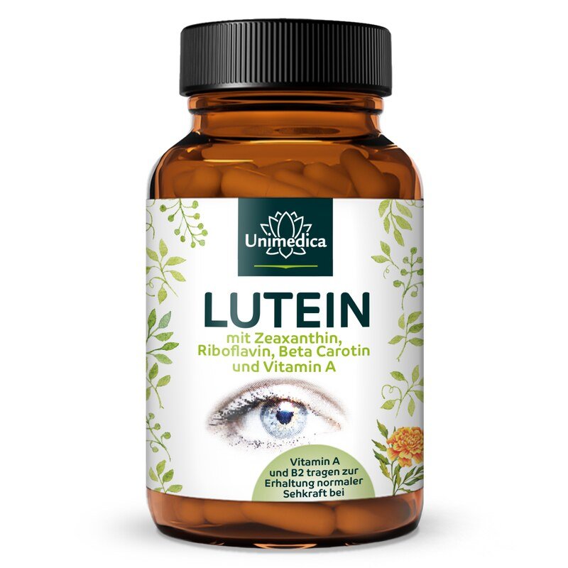 Lutéine - avec zéaxanthine + vitamine B2 + bêta-carotène + vitamine A - 90 gélules - par Unimedica