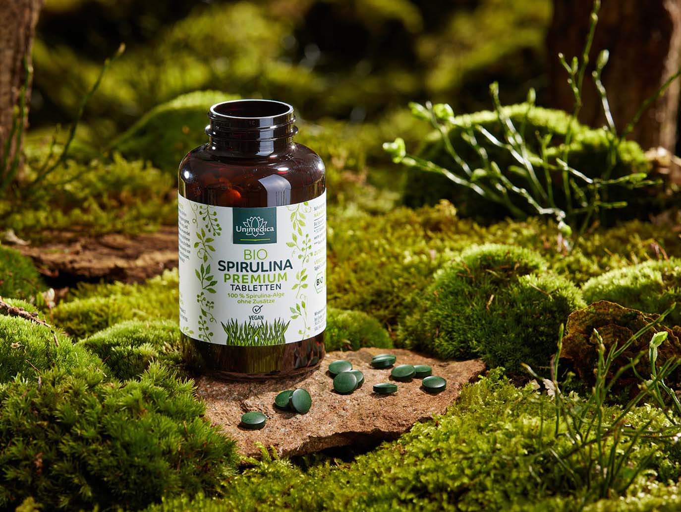 Spiruline BIO - 6000 mg par dose quotidienne ( 3 x 4 comprimés) - 500 comprimés - par Unimedica