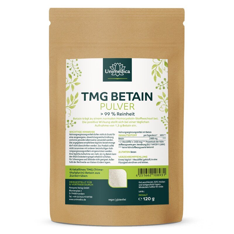TMG Bétaïne cristalline  > 99 % pure  120 g  par Unimedica