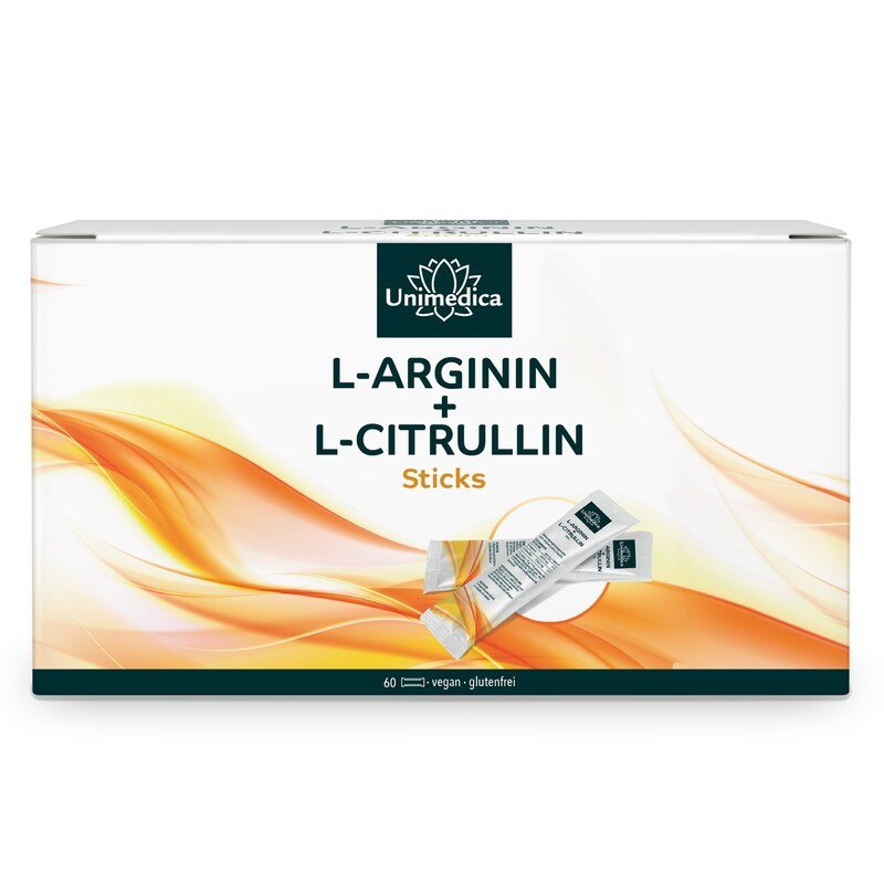 Poudre de L-arginine + L-citrulline  Végane  60 sticks  par Unimedica