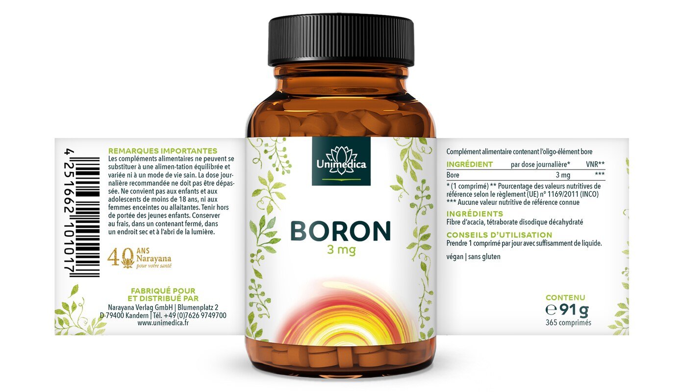 Boron - 3 mg - 365 comprimés - par Unimedica