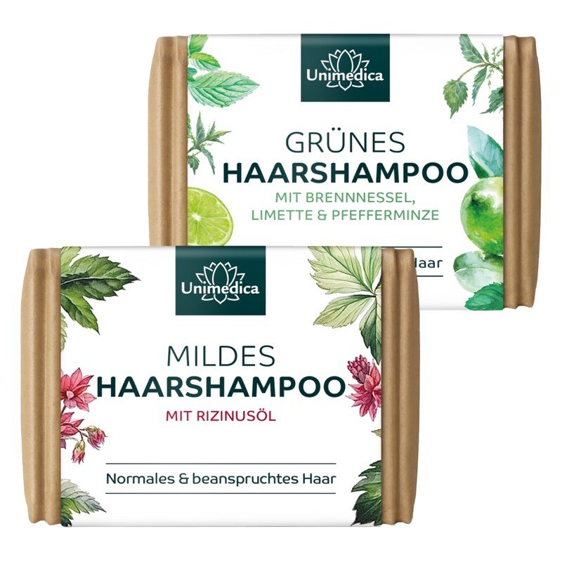 Lot de 2: Shampoing doux + Shampoing vert - 2 x 100 g - par Unimedica
