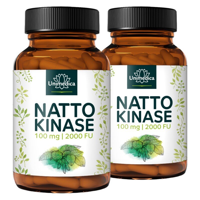Lot de 2: Nattokinase - 100 mg / 2 000 FU hautement dosée - 2 x 180 gélules - par Unimedica