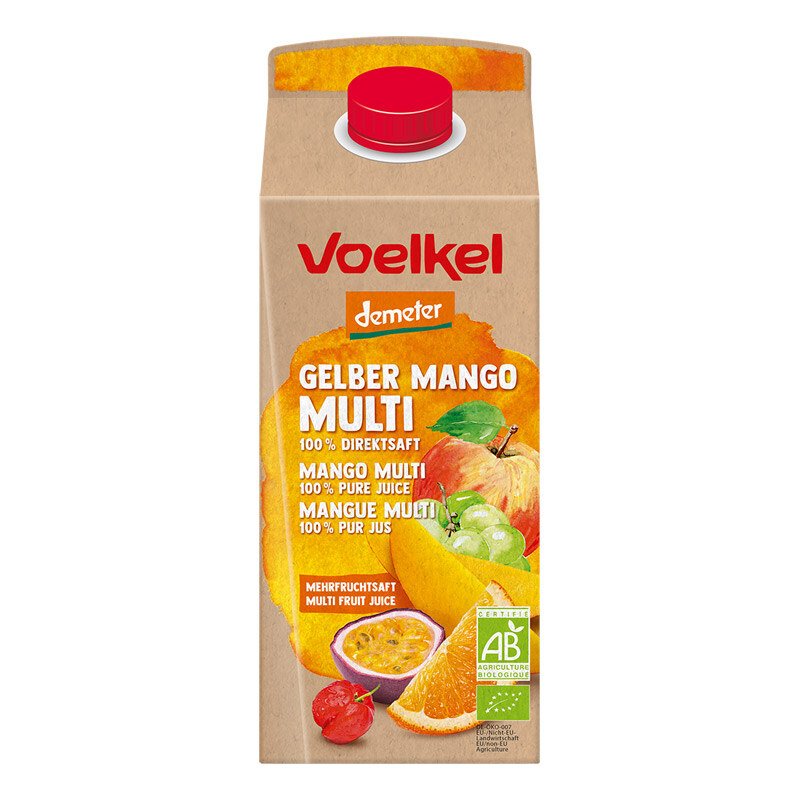 Gelber Mango Multi - demeter-bio - Voelkel - 0,75 Liter - SONDERPREIS KURZE HALTBARKEIT - 21.02.2026