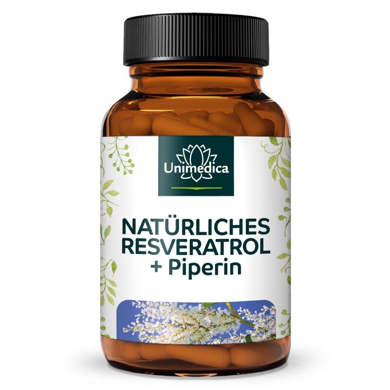 Resvératrol + Pipérine - 150 mg - avec 98 % de trans-resvératrol issu de renouée de Japon - 60 gélules - par Unimedica