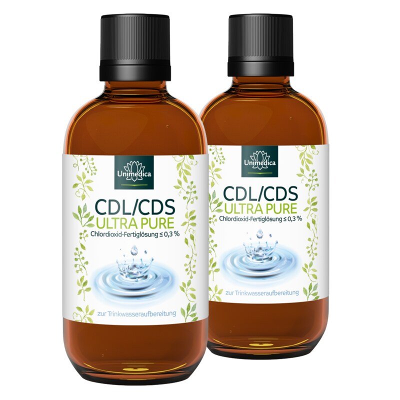 Lot de 2: Solution de dioxyde de chlore CDL/CDS - ULTRA PURE - ≤ 0,3 % prête à l'emploi - 2 x 100 ml  d'Unimedica