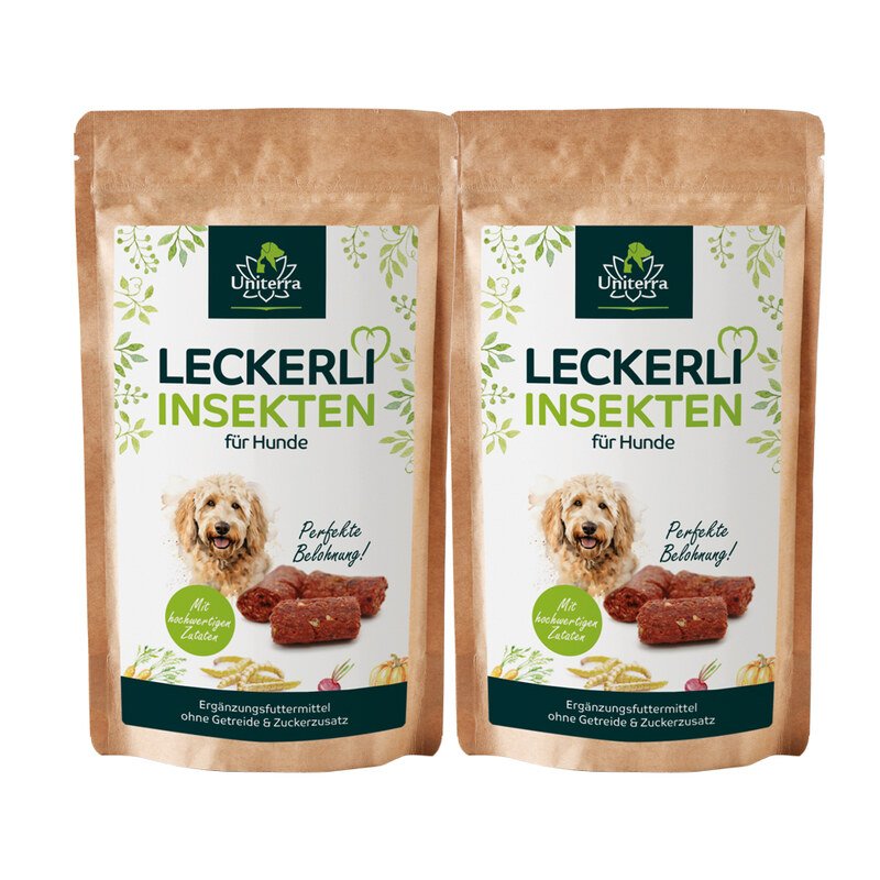 Lot de 2: Friandise insectes pour chiens - collations naturelles pour chiens avec des protéines de haute qualité  complément alimentaire - 2 x 150 g - par Uniterra