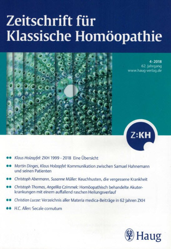 Zeitschrift für Klassische Homöopathie 2018/4 Freie Themen