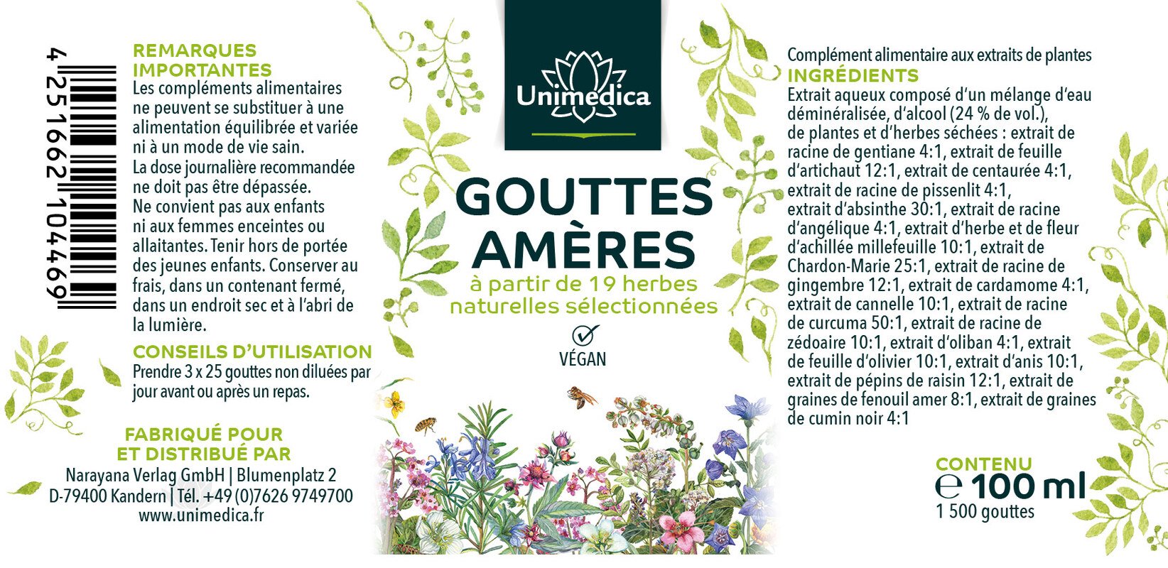Gouttes amères - 100 ml - par Unimedica