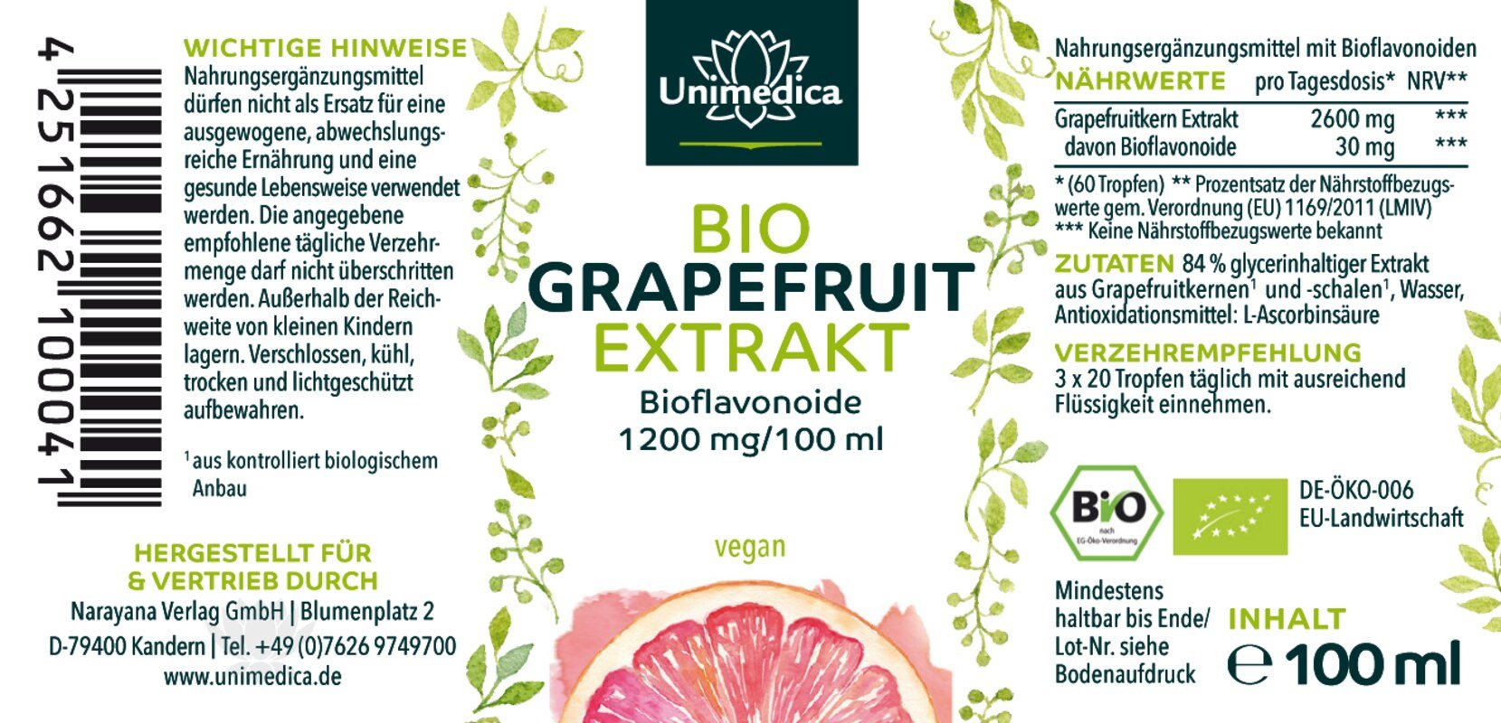 Sparset: Vitamin D3 / K2 MK7 All-trans - 50 ml + Bio Grapefruitkernextrakt - 100 ml + Quercetin - 120 Kapseln + Vitamin C - 180 Tabletten - von Unimedica