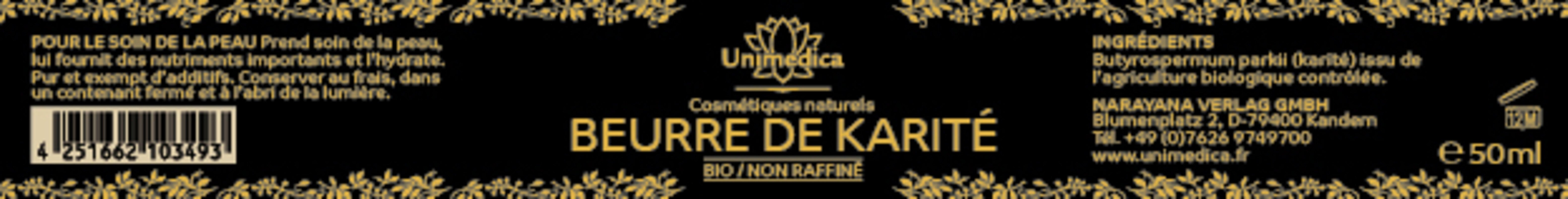 Lot de 2: Beurre de karité BIO  non raffiné  2 x 50 ml - par Unimedica