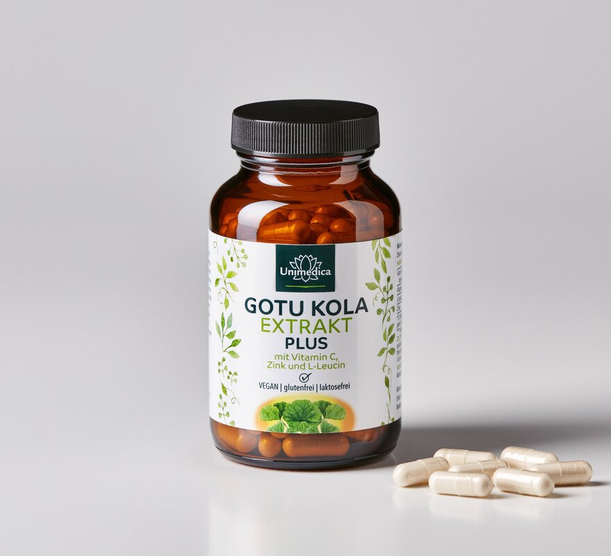 Lot de 2: Extrait de gotu kola 6:1 Plus  avec de la vitamine C, du zinc et de la L-leucine - 2 x 120 gélules - par Unimedica