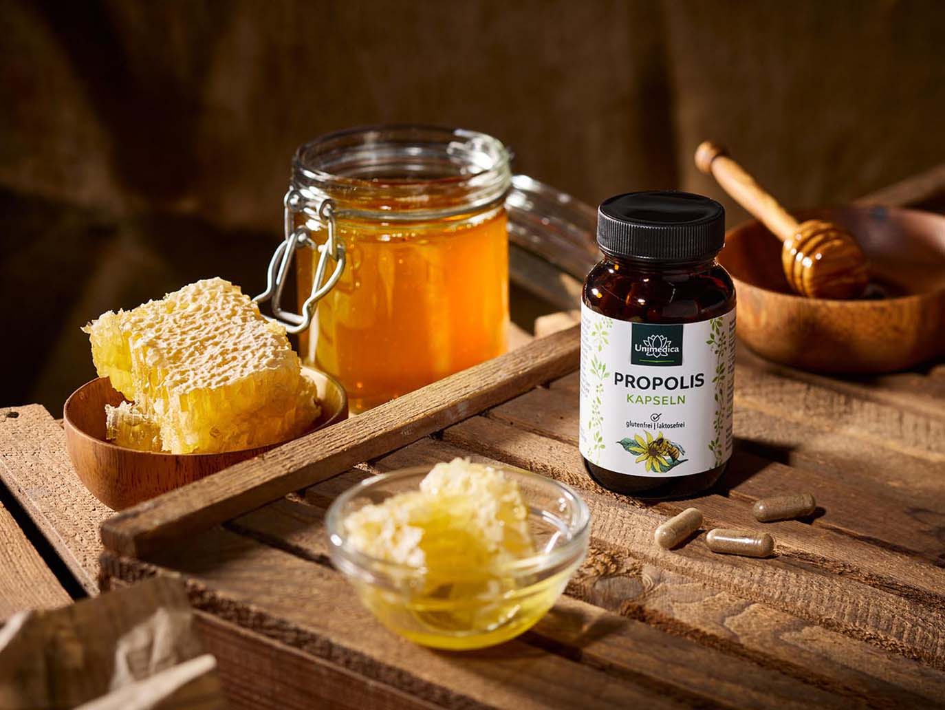 Gélules de propolis - 1 000 mg d'extrait de propolis par dose quotidienne (2 gélules) - 60 gélules - par Unimedica