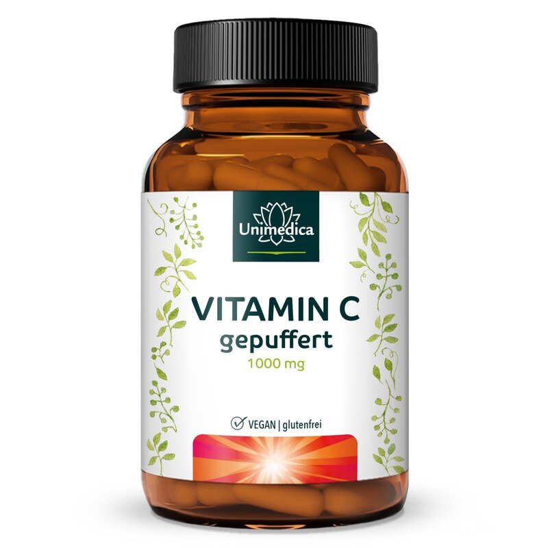 Vitamine C tamponnée - 1 000 mg par dose journalière - 99 % de pureté - 365 gélules - Unimedica