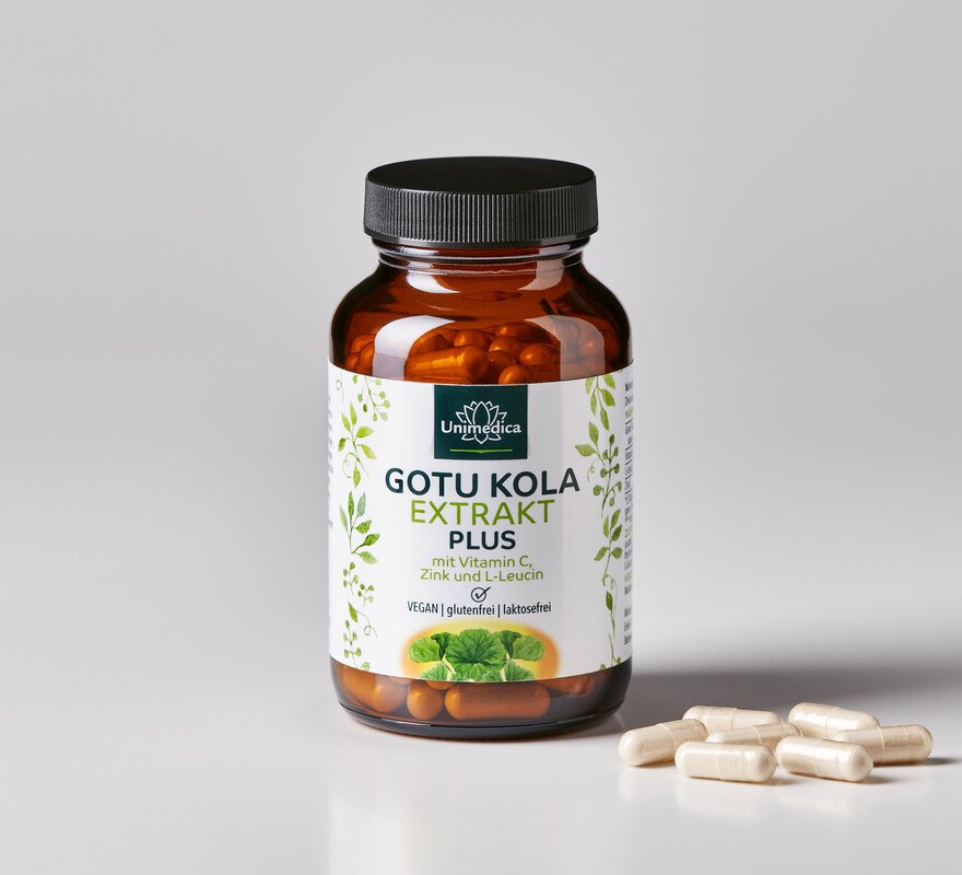 Extrait de gotu kola 6:1 Plus  avec de la vitamine C, du zinc et de la L-leucine - 120 gélules - par Unimedica