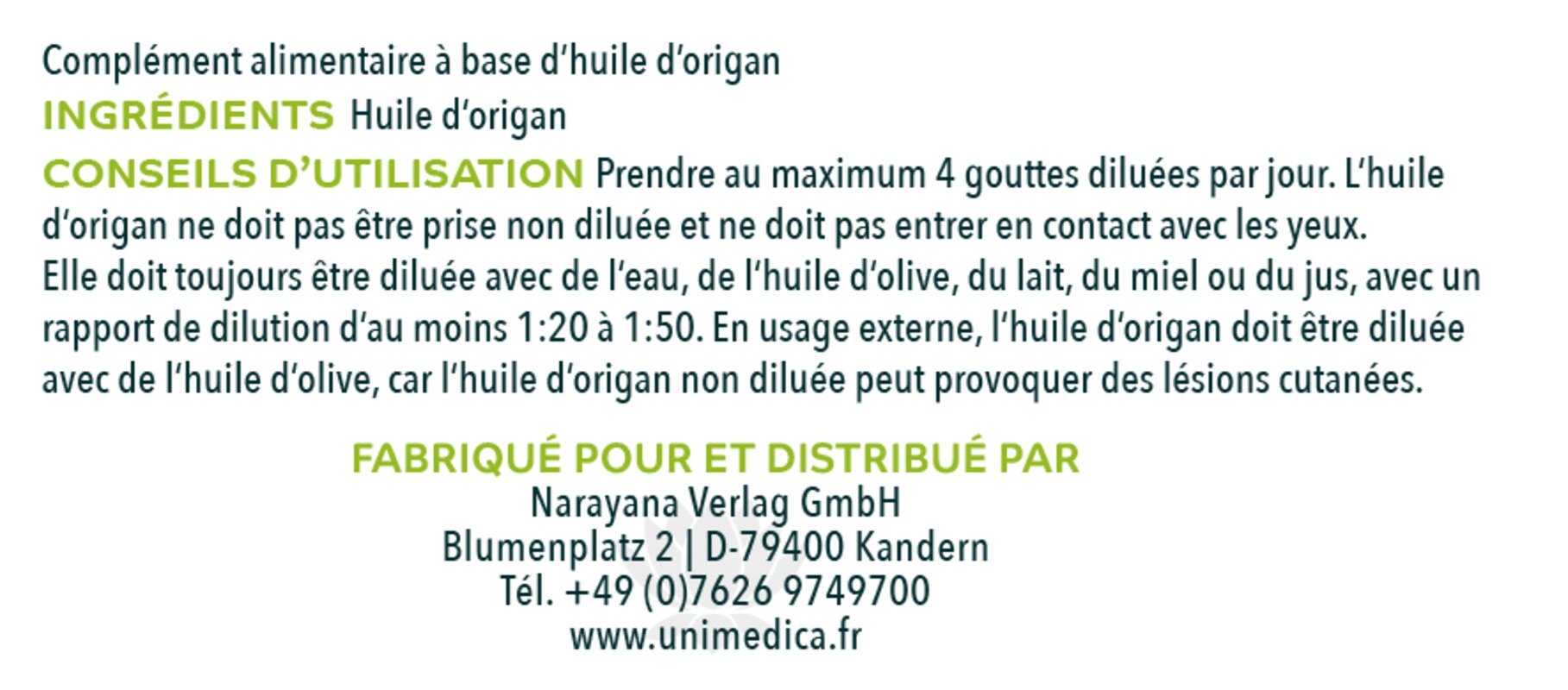 Lot de 2: Huile d'origan forte 86% -  2 x 10 ml - par Unimedica