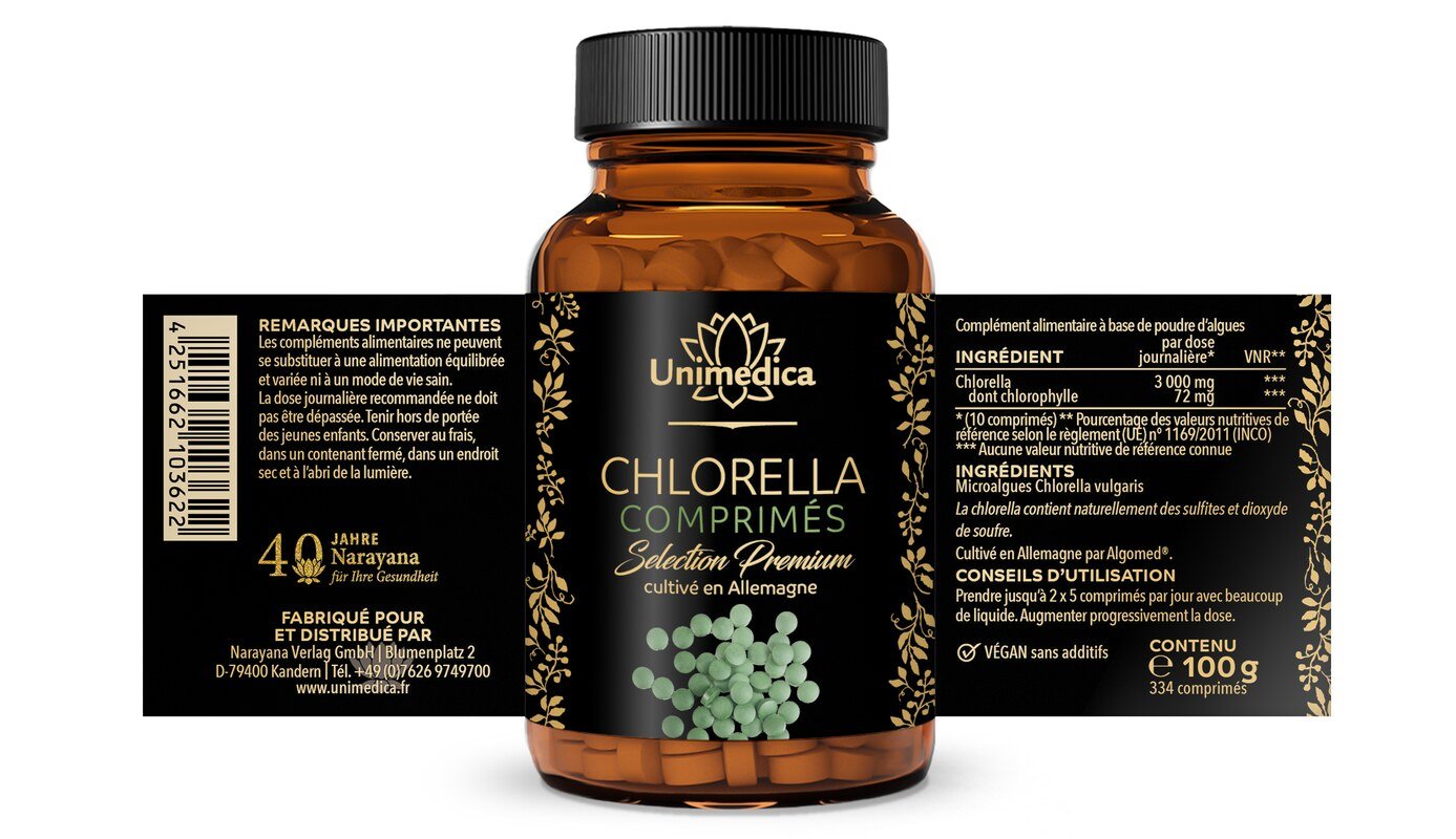 Chlorella Sélection Premium - comprimés - 100 g  origine Allemagne - par Unimedica