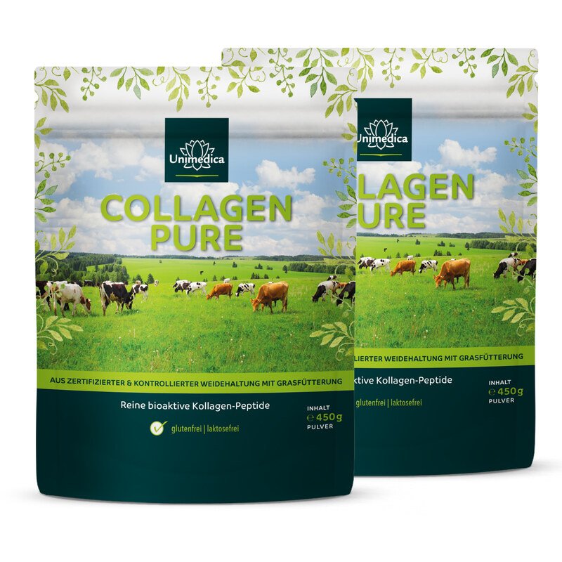 Collagène pur  protéine de collagène  issu d'un pâturage et d'un fourrage à base d'herbe certifiés LIAF - 450 g de poudre - par Unimedica