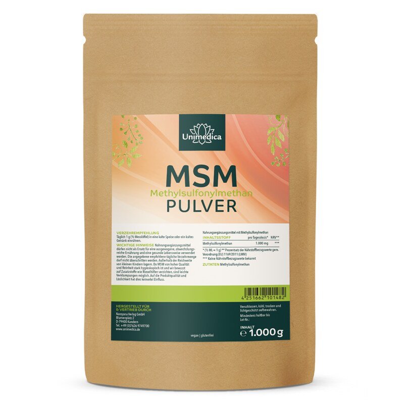 MSM en poudre - 1 000 mg par dose journalière - 1 000 g - degré de pureté 99 % par Unimedica
