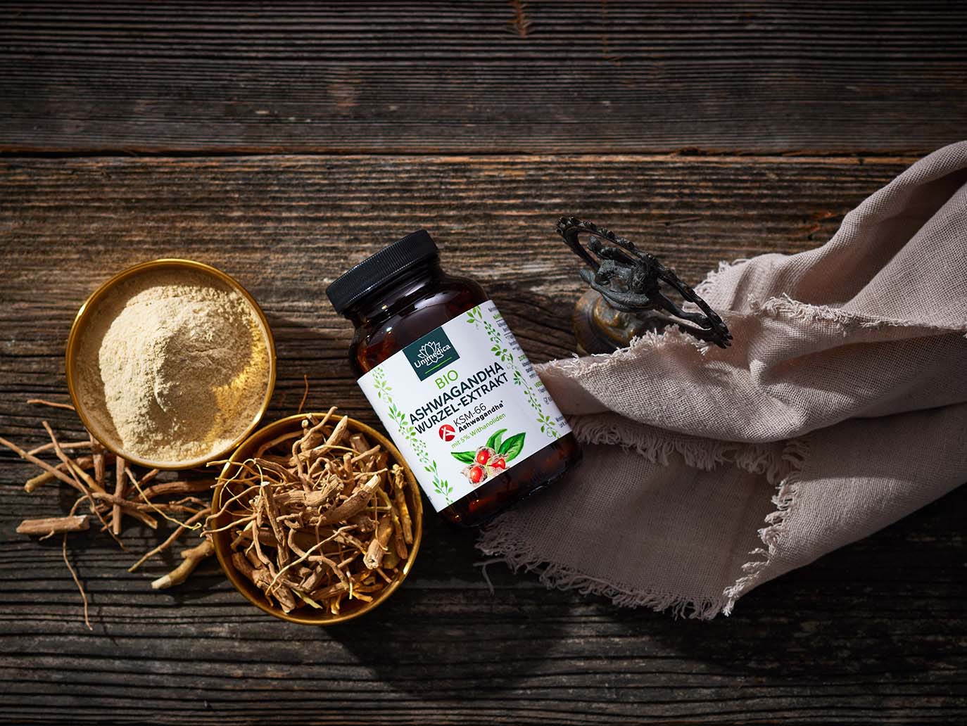 Ashwagandha BIO KSM-66  dose journalière 500 mg, hautement dosé  5 % de withanolides - 120 gélules - par Unimedica