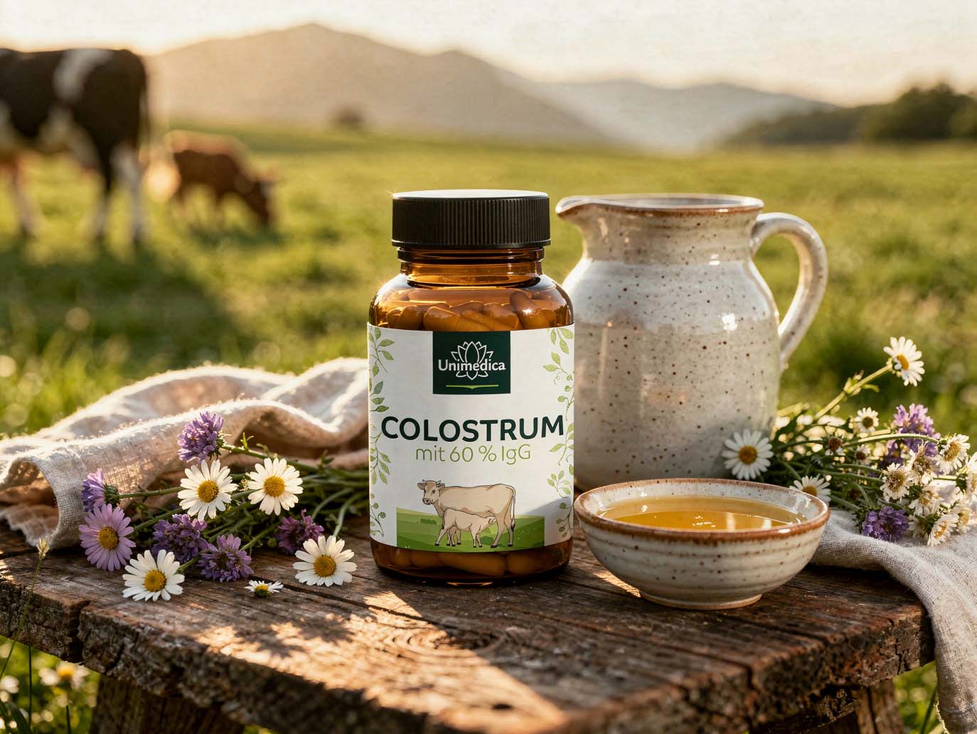 Colostrum - avec 60 % d'IgG - 600 mg par dose journalière - 60 gélules - par Unimedica