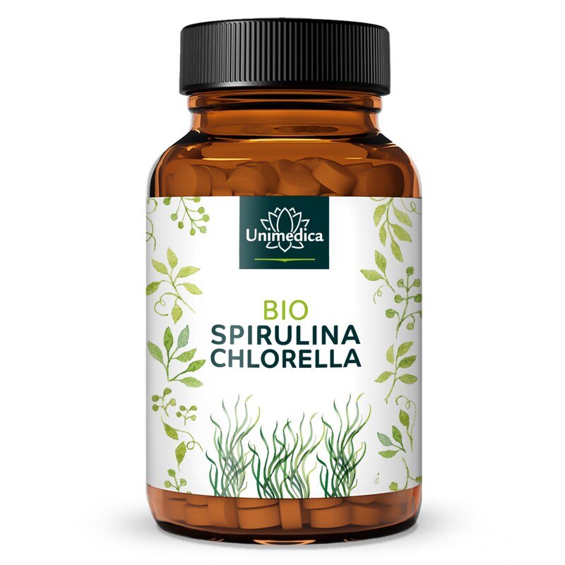 Spiruline BIO et chlorella BIO  3 000 mg - 1:1 - 500 comprimés - Unimedica