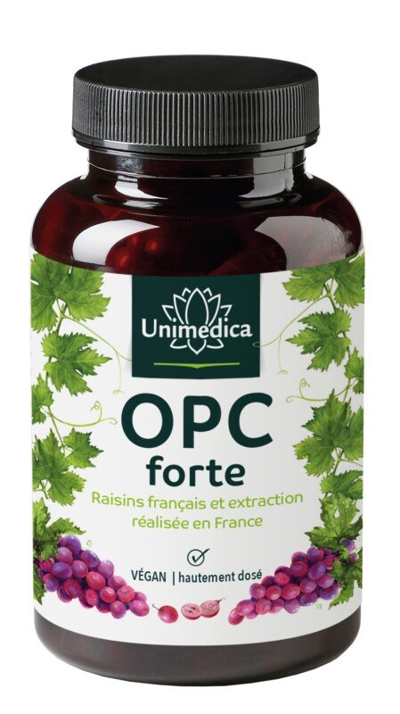 Lot: OPC Forte - 800 mg d'extrait de pépins de raisin - 180 gélules ET magnésium forte - 400 mg - 365 gélules ET Vitamine D3 / K2 MK7 All-trans 50 ml - par Unimedica